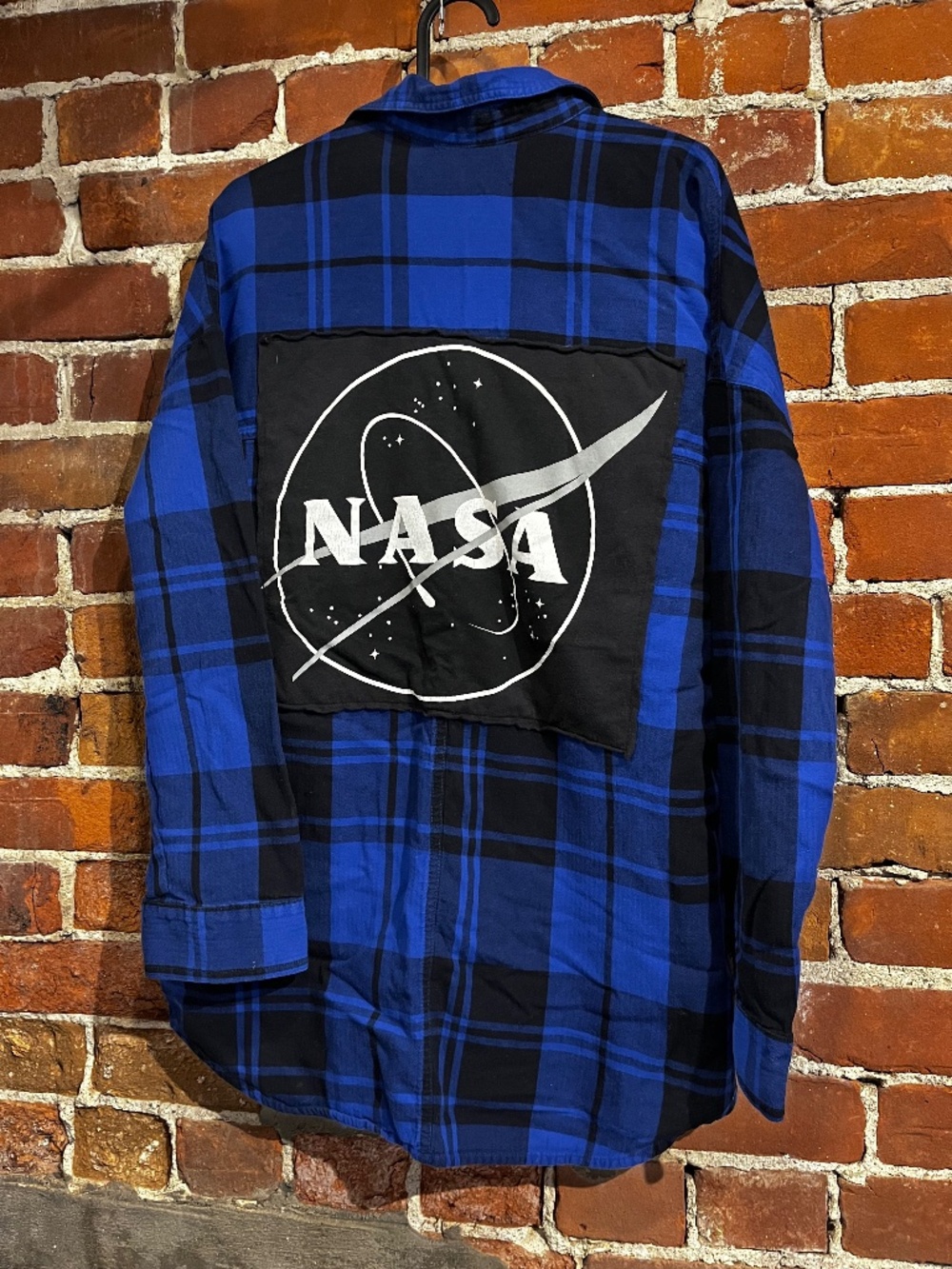 Vintage Upcycled NASA Graphic Flannel Mashup